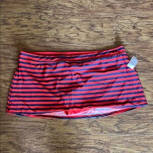 NWT! Red and Navy Striped Swim Skirt